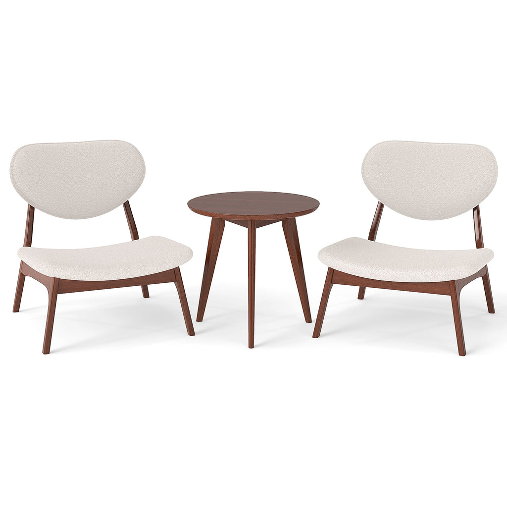 Accent Chairs Set of 2 with Side Table and Solid Wood Frame
