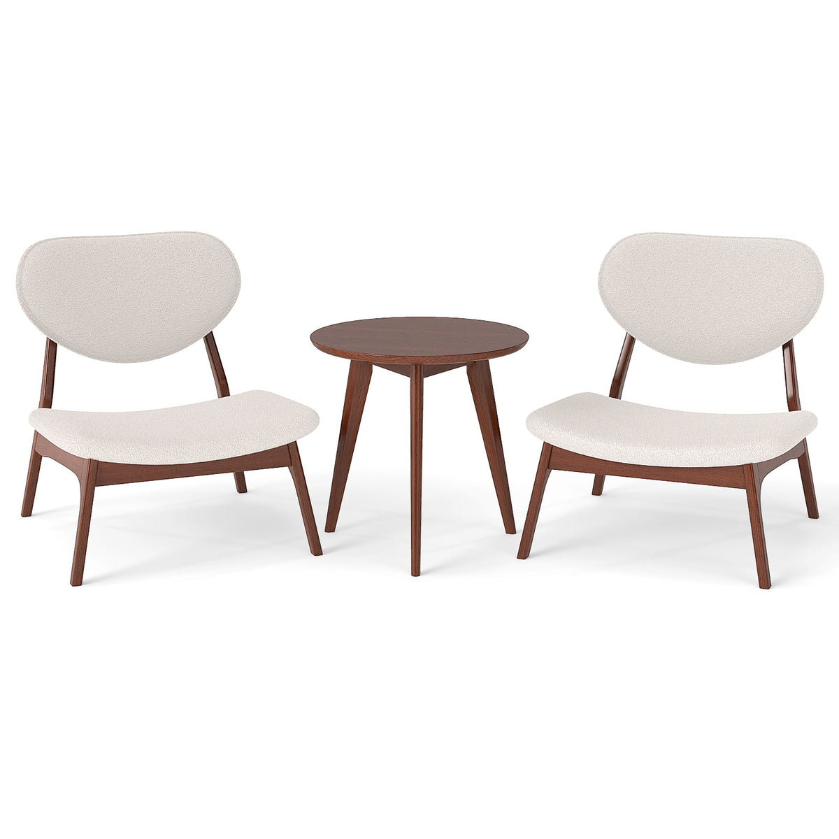 Accent Chairs Set of 2 with Side Table and Solid Wood Frame