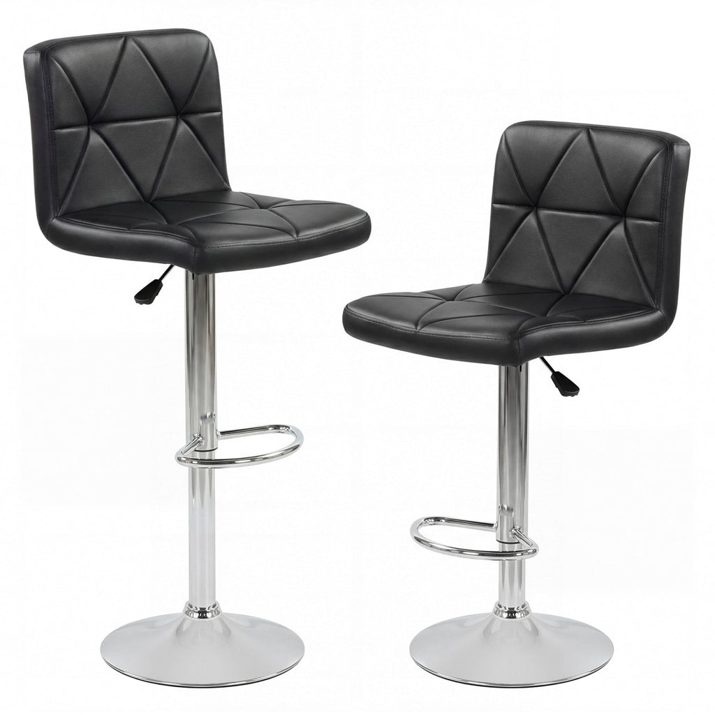 2-Piece Adjustable Swivel Bar Stools with Backrests and Footrests