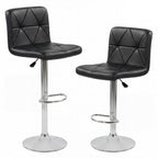2-Piece Adjustable Swivel Bar Stools with Backrests and Footrests