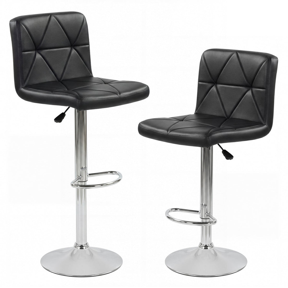 2-Piece Adjustable Swivel Bar Stools with Backrests and Footrests