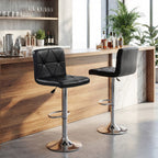 2-Piece Adjustable Swivel Bar Stools with Backrests and Footrests