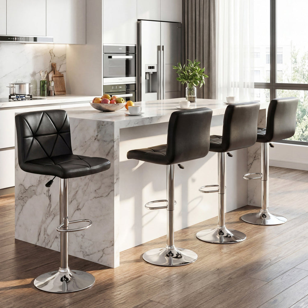 2-Piece Adjustable Swivel Bar Stools with Backrests and Footrests