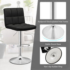 Adjustable Swivel Bar Stool with PU Leather-Black
