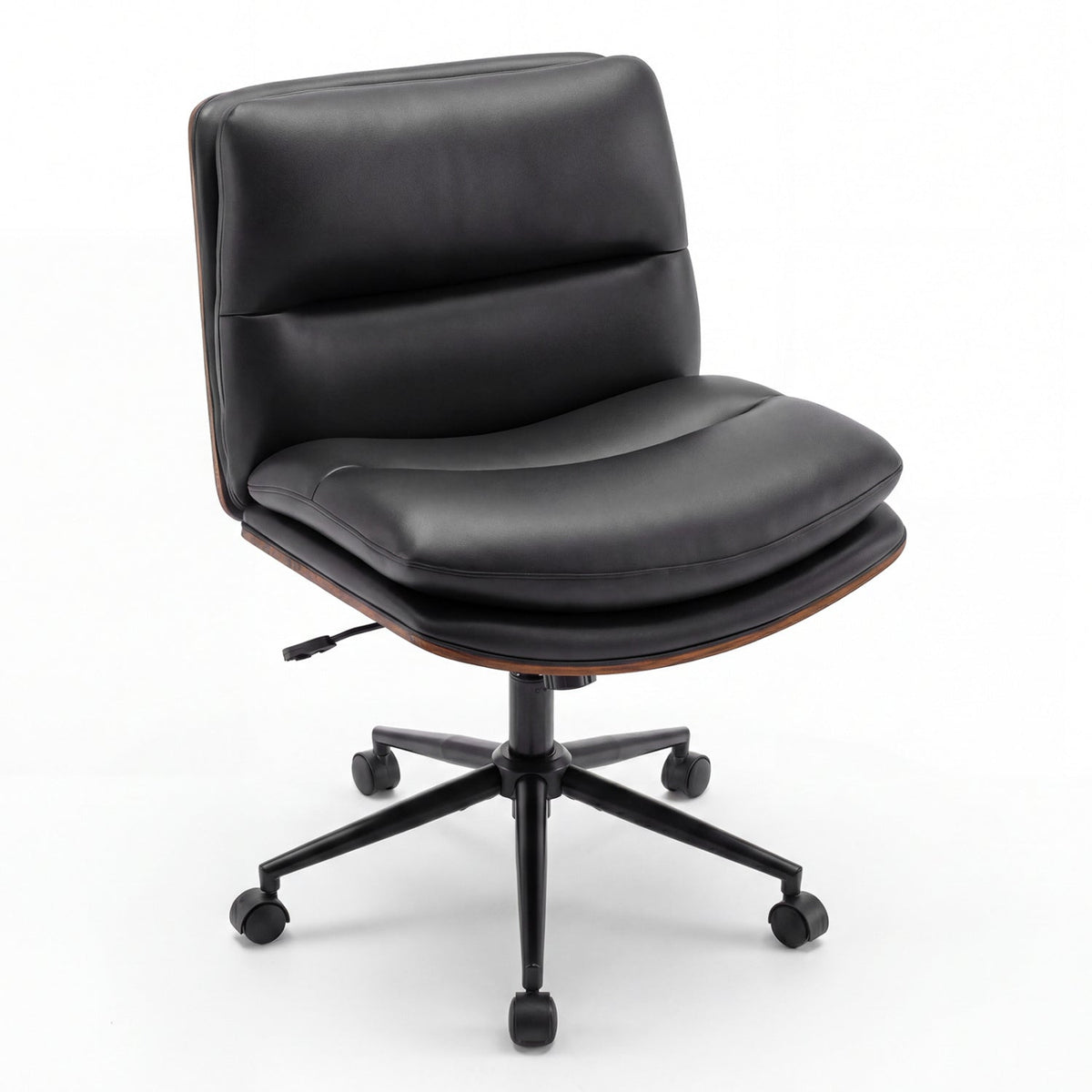 Armless Office Chair with Curved Backrest and Padded Seat