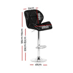 Artiss Set of 2 Kitchen Bar Stools - Black and Chrome