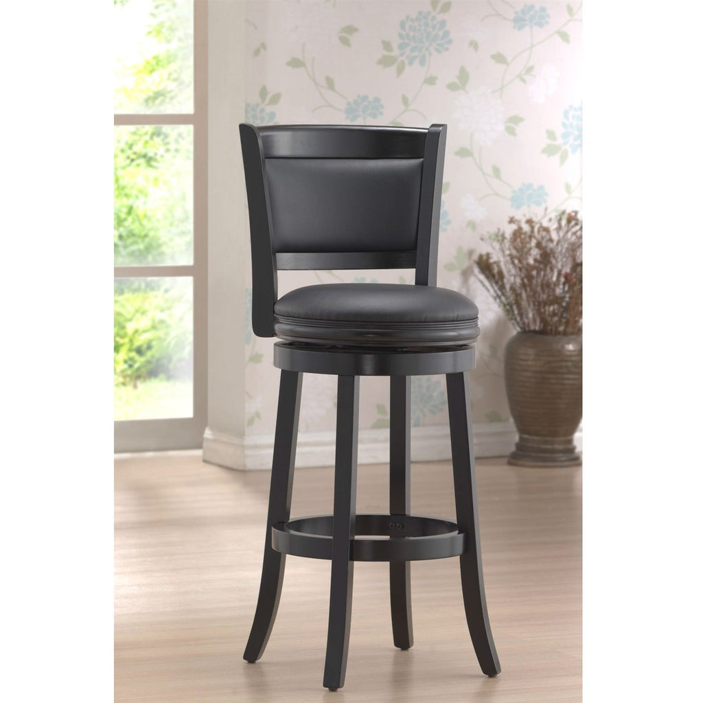 Black Faux Leather Swivel Bar Stools