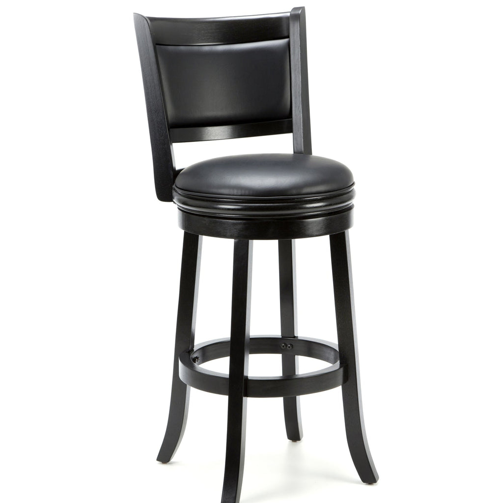 Black Faux Leather Swivel Bar Stools