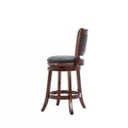 Counter Height Bar Stools in Cherry Wood Finish with Black Padded Swivel Seat