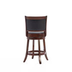 Counter Height Bar Stools in Cherry Wood Finish with Black Padded Swivel Seat