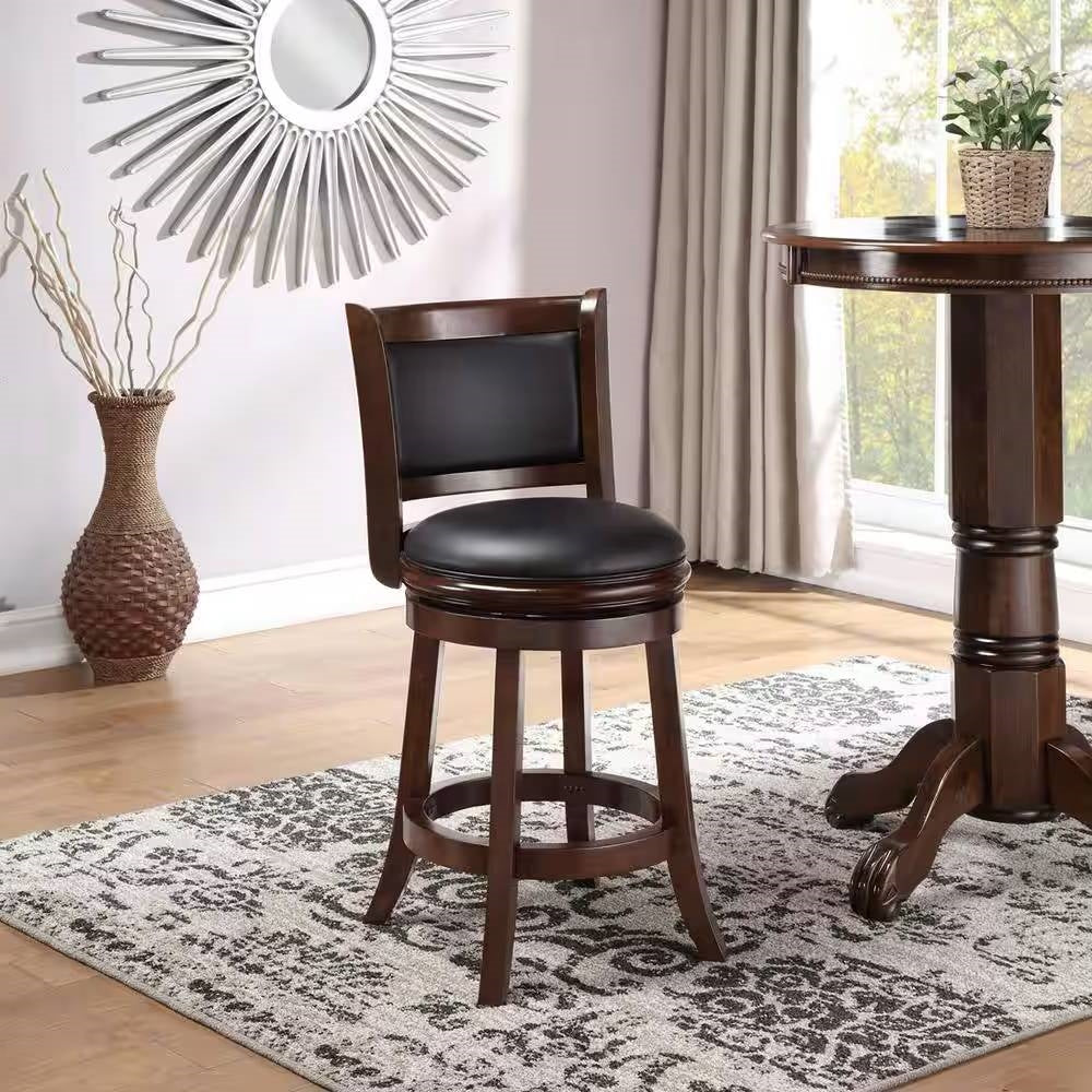 Dark Brown Wood Counter Height Swivel Bar Stools