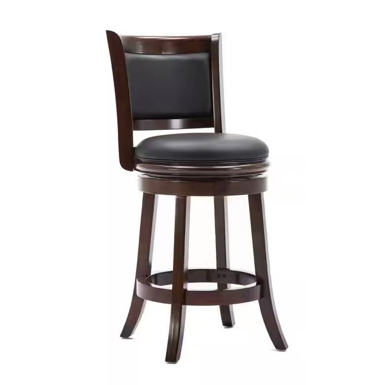 Dark Brown Wood Counter Height Swivel Bar Stools