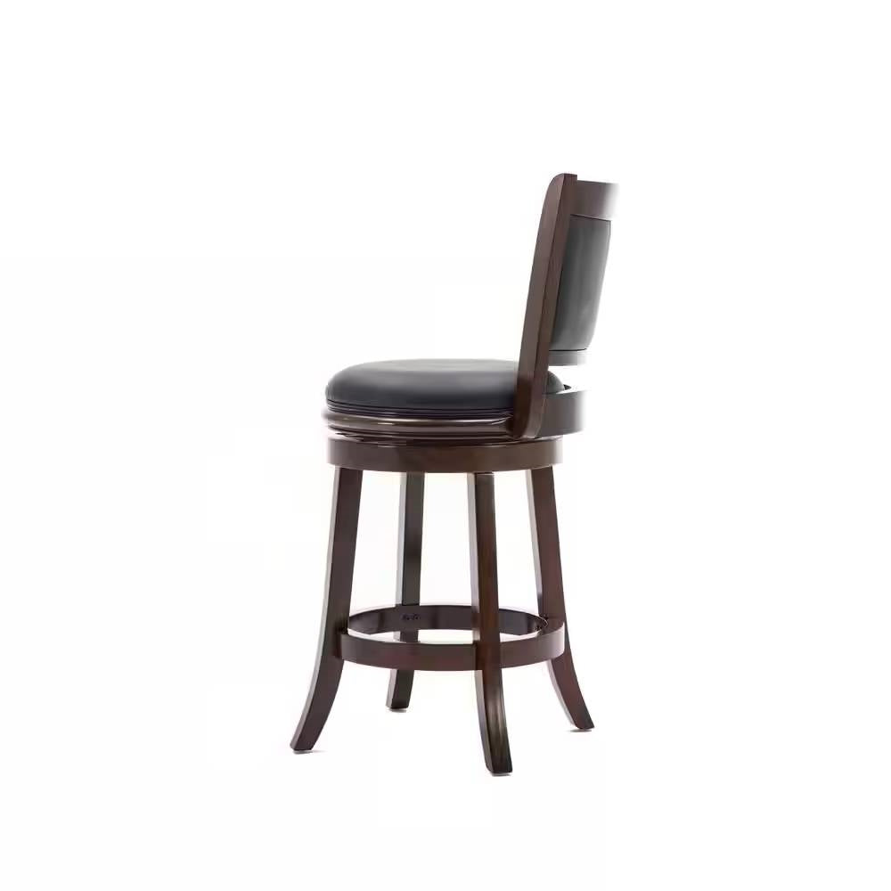 Dark Brown Wood Counter Height Swivel Bar Stools
