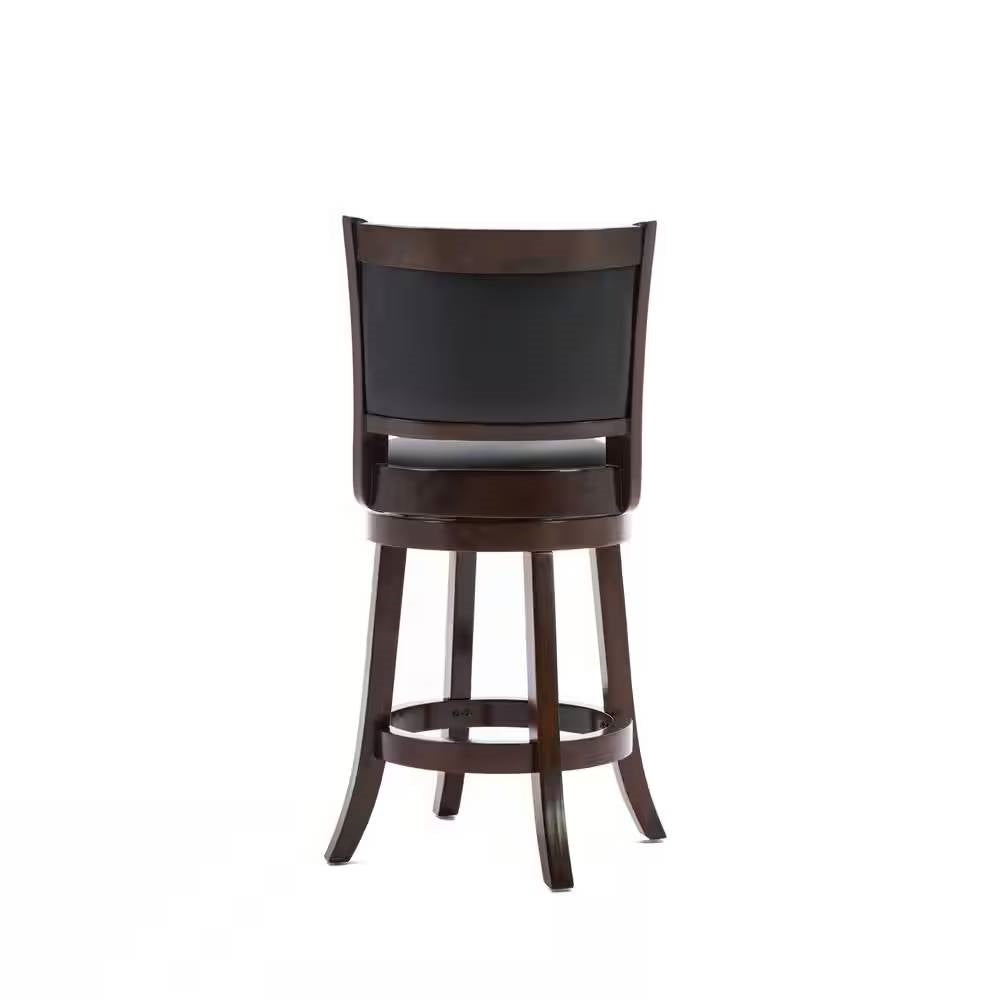 Dark Brown Wood Counter Height Swivel Bar Stools