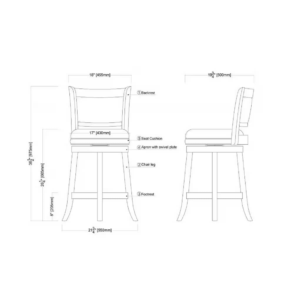 Dark Brown Wood Counter Height Swivel Bar Stools