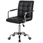 Black Faux Leather Mid-Back Office Chair with Removable Arms