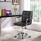 Black Faux Leather Mid-Back Office Chair with Removable Arms