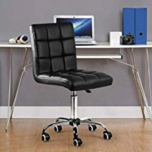 Black Faux Leather Mid-Back Office Chair with Removable Arms