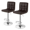 Adjustable Swivel PU Leather Bar Stools - Set of 2