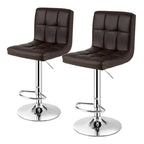 Adjustable Swivel PU Leather Bar Stools - Set of 2