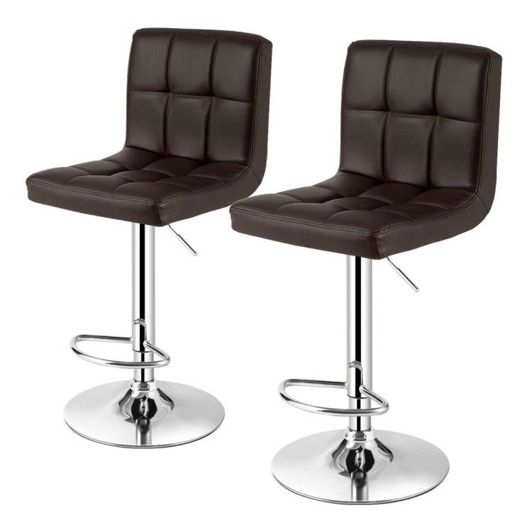 Adjustable Swivel PU Leather Bar Stools - Set of 2