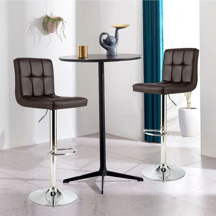 Adjustable Swivel PU Leather Bar Stools - Set of 2
