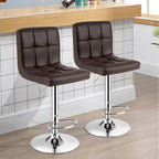 Adjustable Swivel PU Leather Bar Stools - Set of 2