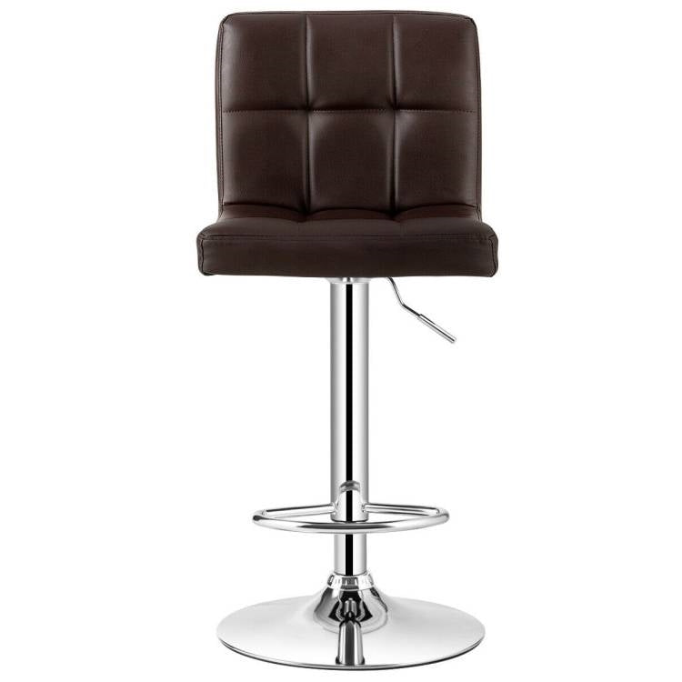 Adjustable Swivel PU Leather Bar Stools - Set of 2