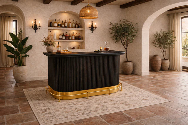 Prohibition Series 60" Cocktail Bar, Matte Black / Brass by RAM Game Room