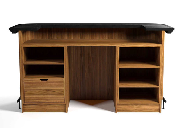 Prohibition Series 84" Cocktail Bar, Matte Walnut / Black by RAM Game Room
