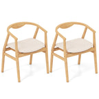 Bamboo Accent Chair with Armrest and Curved Backrest-Natural