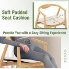 Bamboo Accent Chair with Armrest and Curved Backrest-Natural