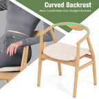 Bamboo Accent Chair with Armrest and Curved Backrest-Natural