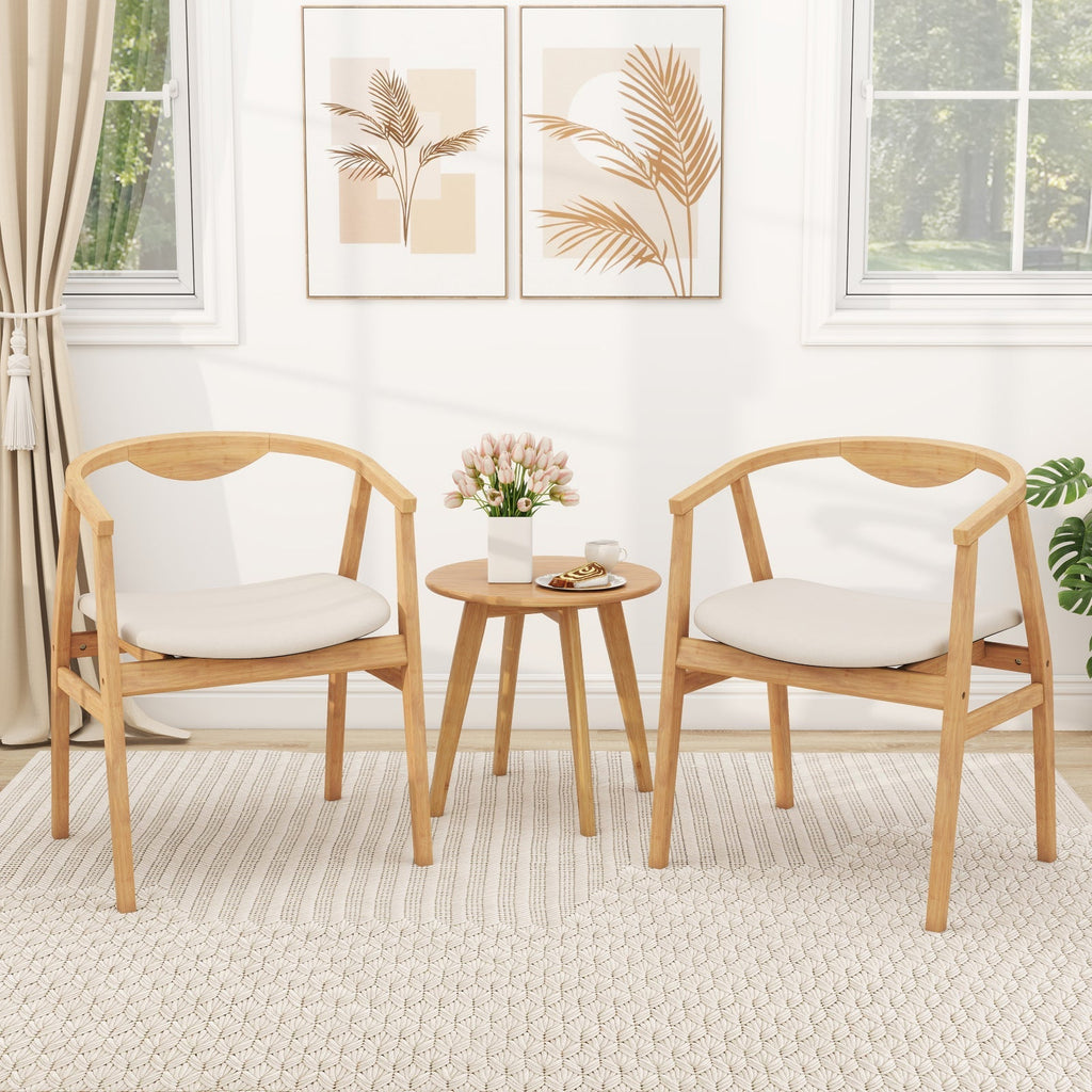 Bamboo Accent Chair with Armrest and Curved Backrest-Natural