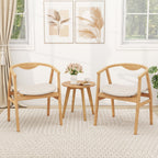 Bamboo Accent Chair with Armrest and Curved Backrest-Natural