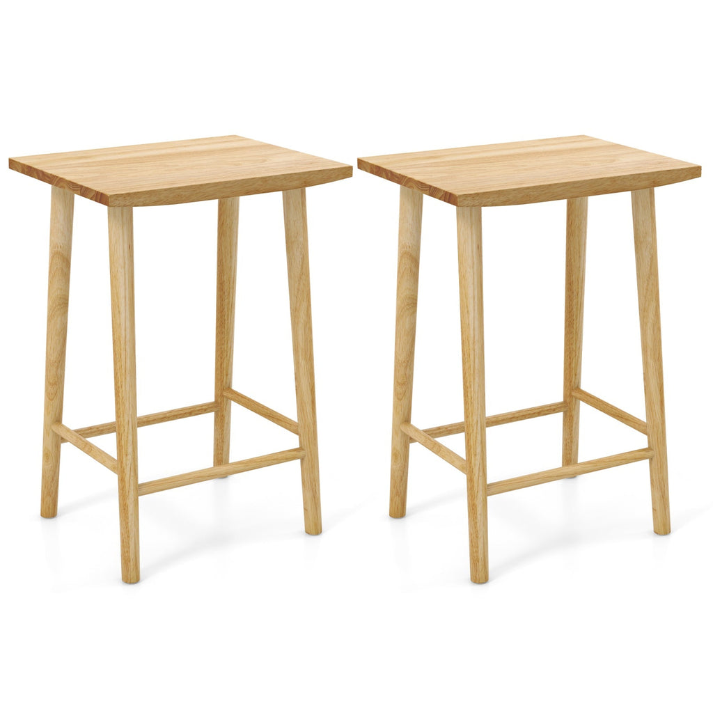 25.5" Rubber Wood Bar Stools with Footrest - Set of 2