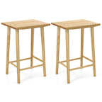 25.5" Rubber Wood Bar Stools with Footrest - Set of 2