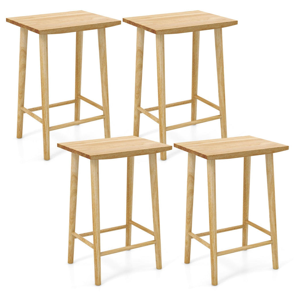 25.5" Rubber Wood Bar Stools with Footrest - Set of 2