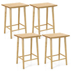 25.5" Rubber Wood Bar Stools with Footrest - Set of 2