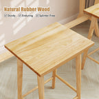 25.5" Rubber Wood Bar Stools with Footrest - Set of 2