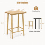25.5" Rubber Wood Bar Stools with Footrest - Set of 2