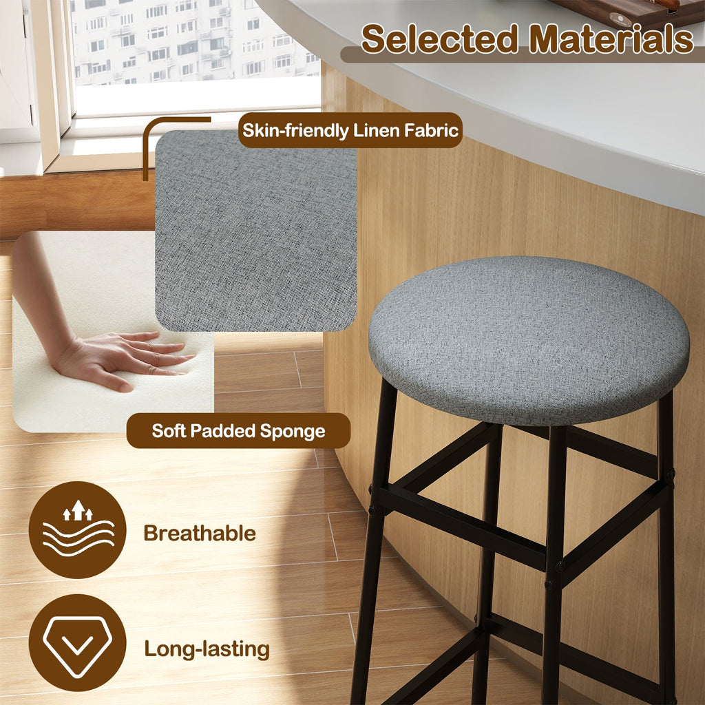 Bar Stools Set of 2 with Sturdy Metal Frame and Footrest