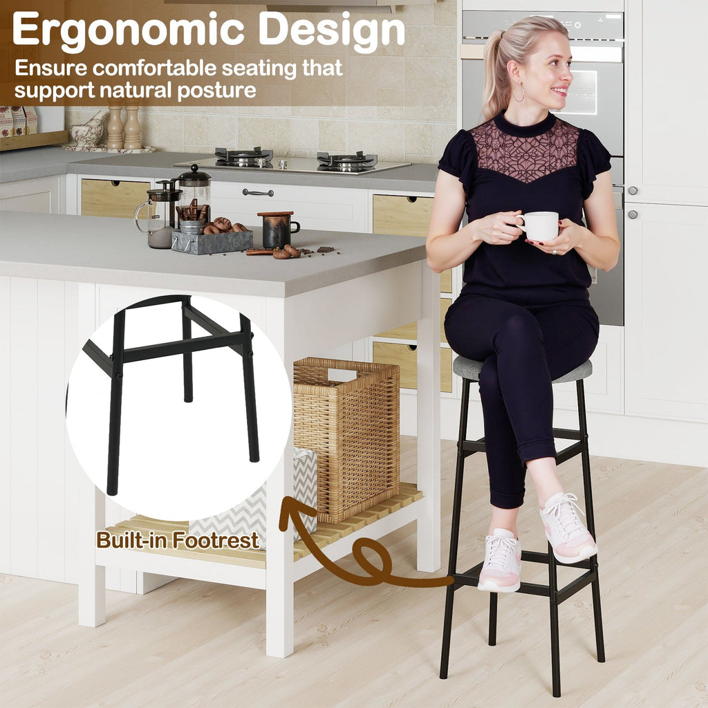 Bar Stools Set of 2 with Sturdy Metal Frame and Footrest