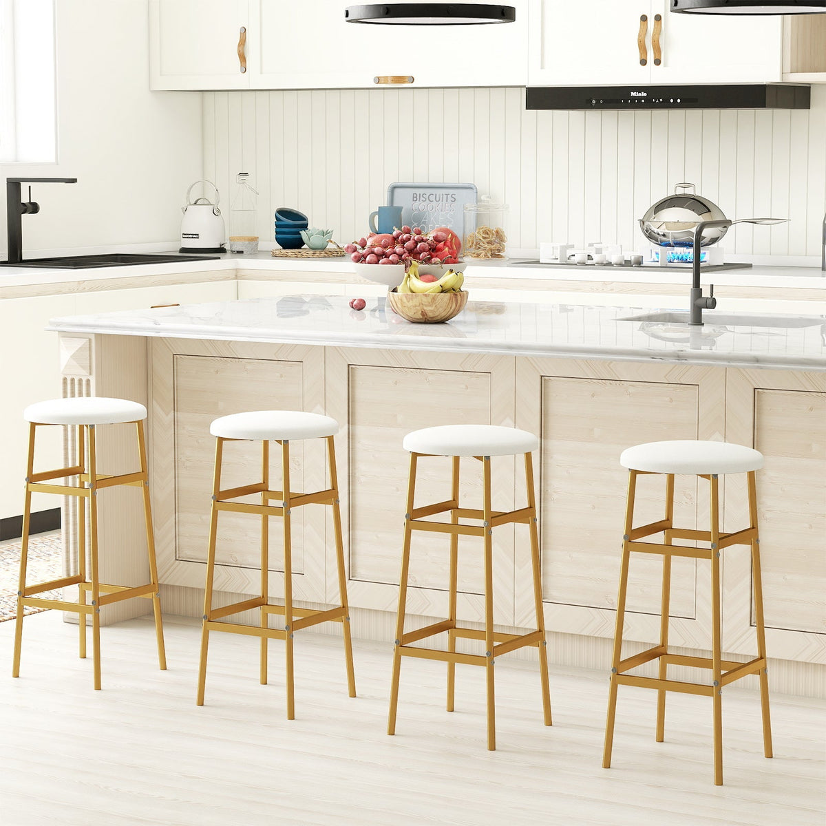 Bar Stools Set of 2 with Sturdy Metal Frame and Footrest