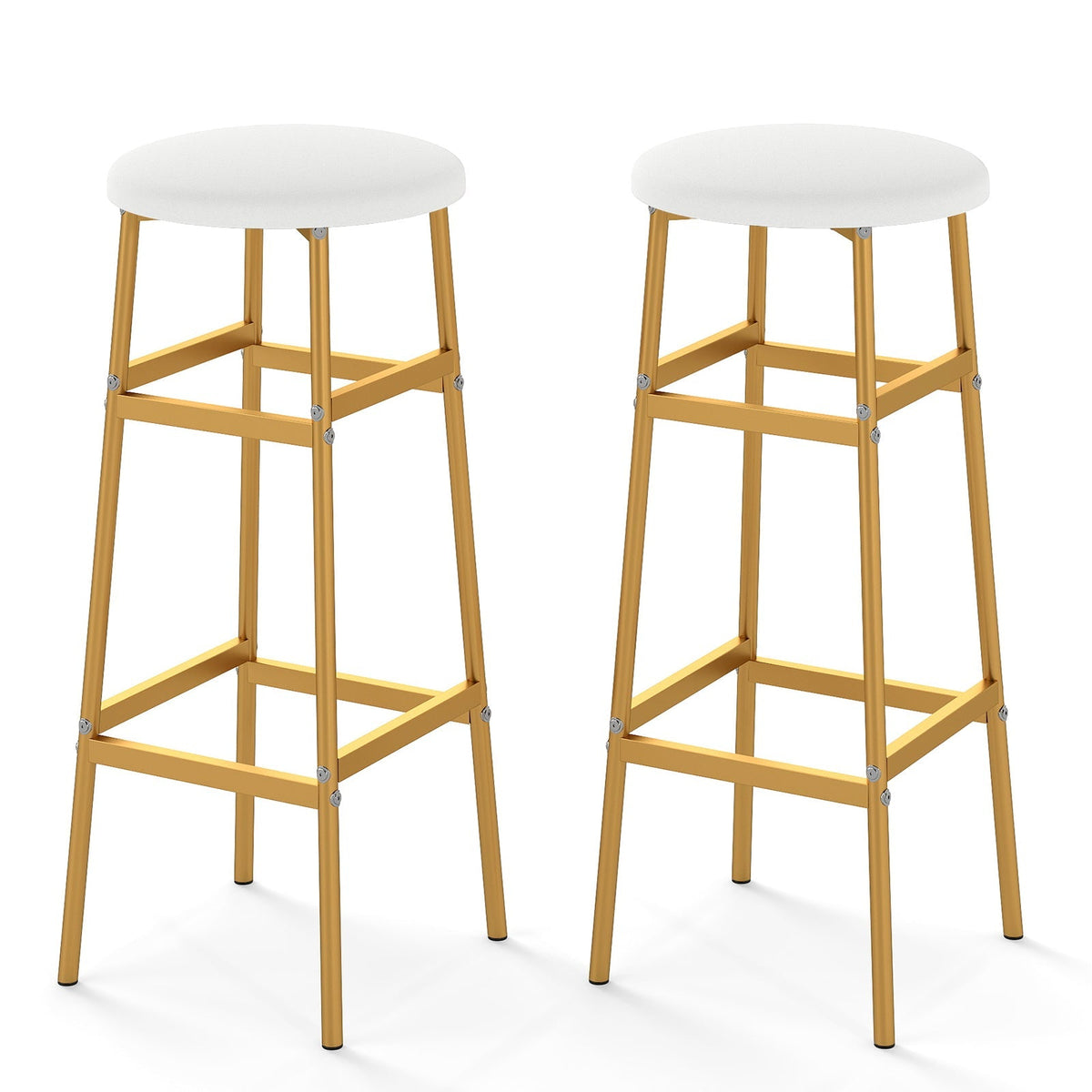 Bar Stools Set of 2 with Sturdy Metal Frame and Footrest