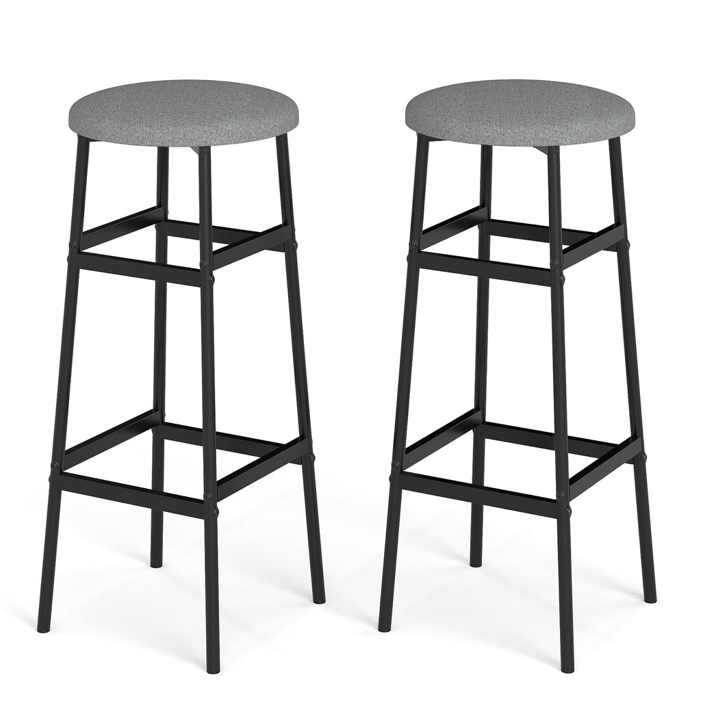 Bar Stools Set of 2 with Sturdy Metal Frame and Footrest