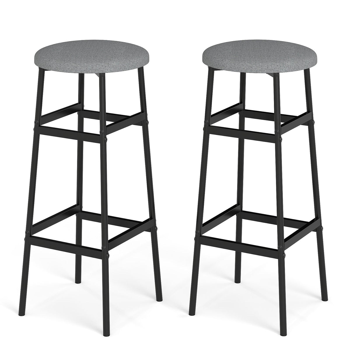 Bar Stools Set of 2 with Sturdy Metal Frame and Footrest