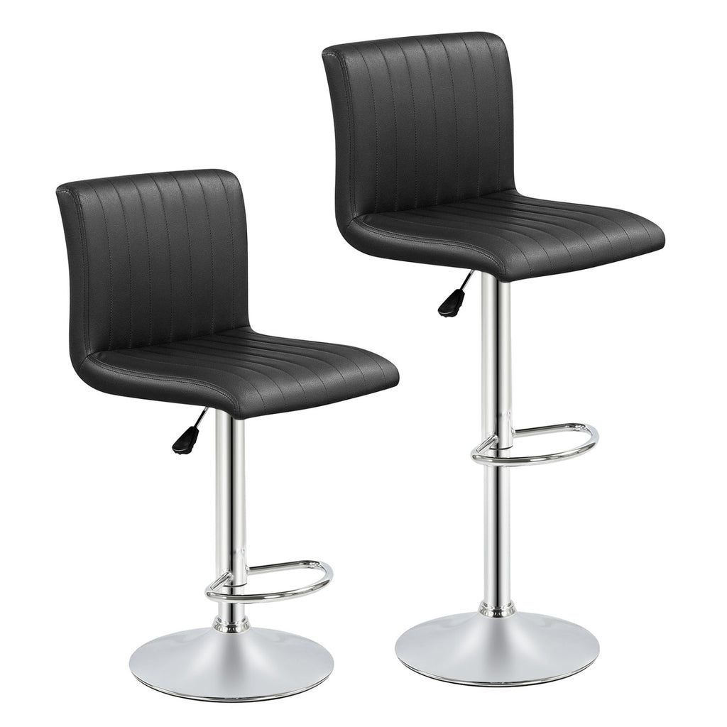 2-Piece Adjustable Swivel Bar Stools with Backrests and Footrests