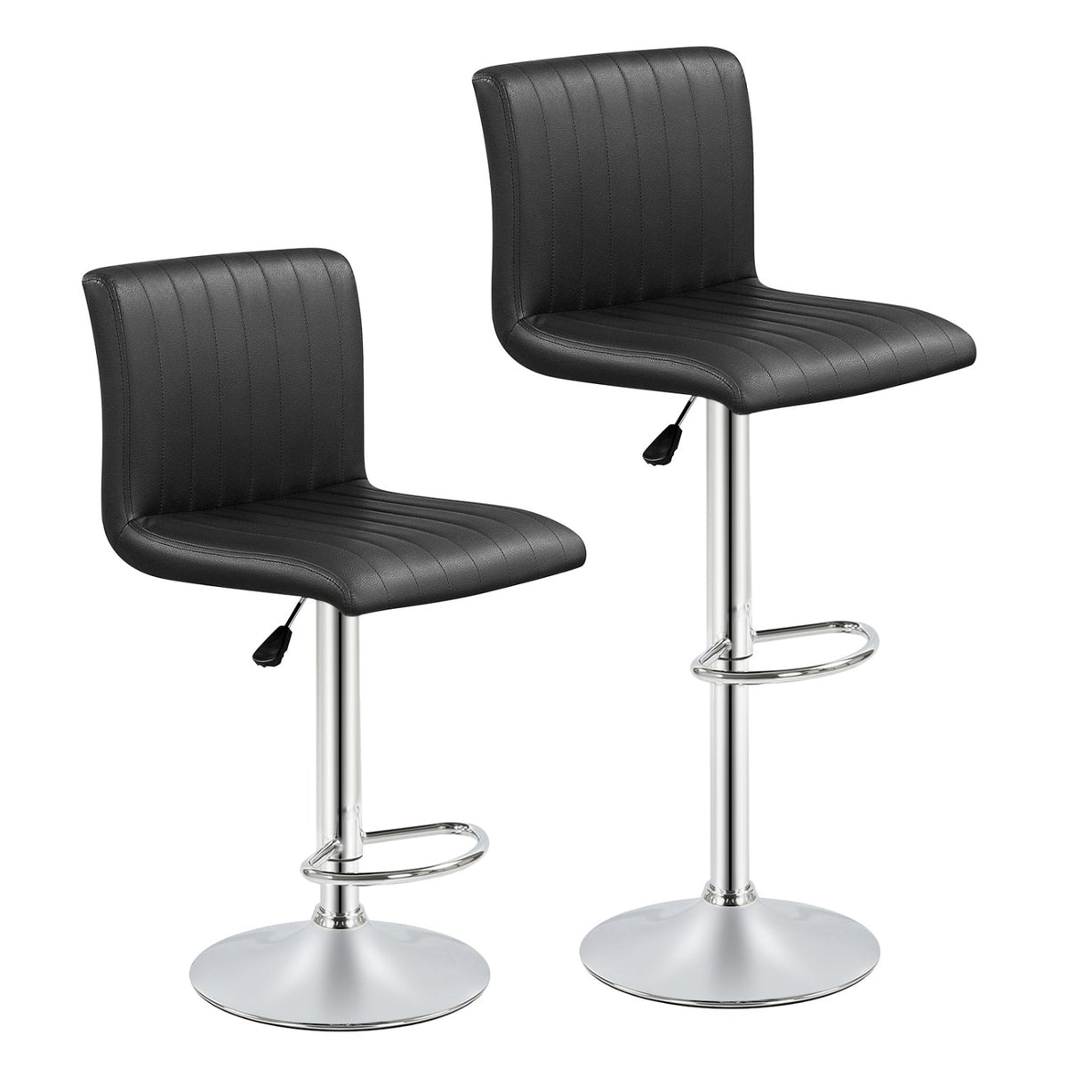 2-Piece Adjustable Swivel Bar Stools with Backrests and Footrests