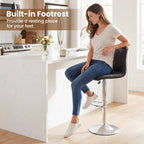 2-Piece Adjustable Swivel Bar Stools with Backrests and Footrests